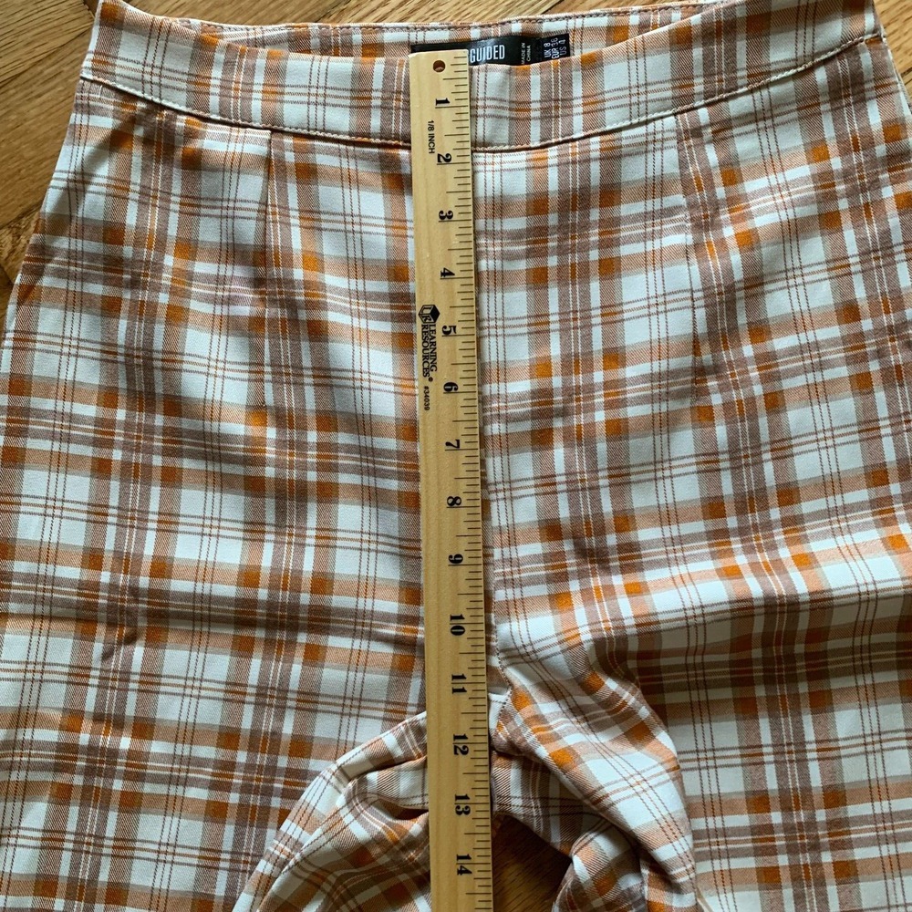 Missguided Plaid High Waisted Flare Pants Brown Check Trousers Sz 4 Womens View 5